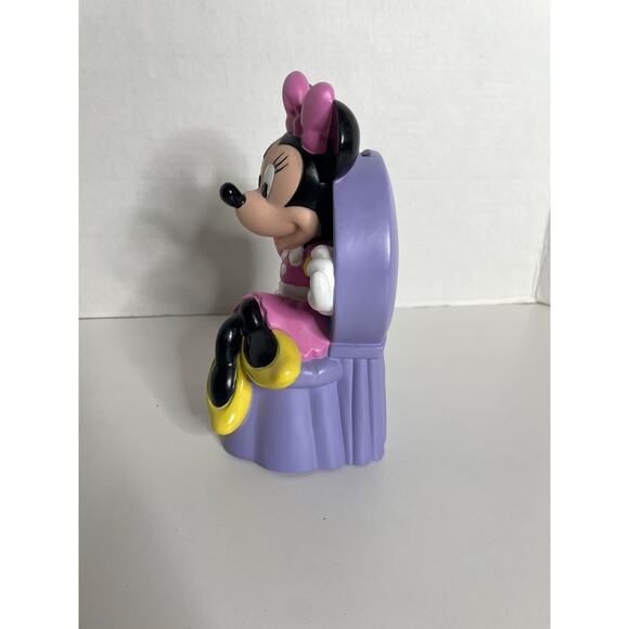 VINTAGE 1994 DISNEY MINNIE MOUSE COIN BANK W/PLUG PINK DRESS LIPSTICK JUST TOYS - Picture 2 of 6